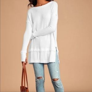 Free people long waffle knit tunic top